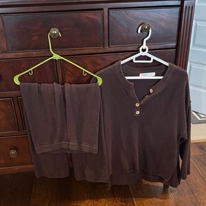 Free People Chocolate Brown Sweater Set